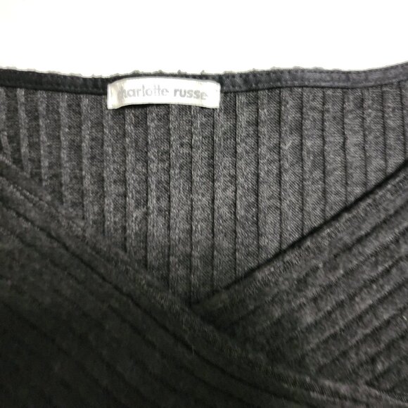 Charlotte Russe Fit&Flare Lng Sleeve Charcoal Gray Cross Front Dress Size S NWOT - Picture 3 of 7